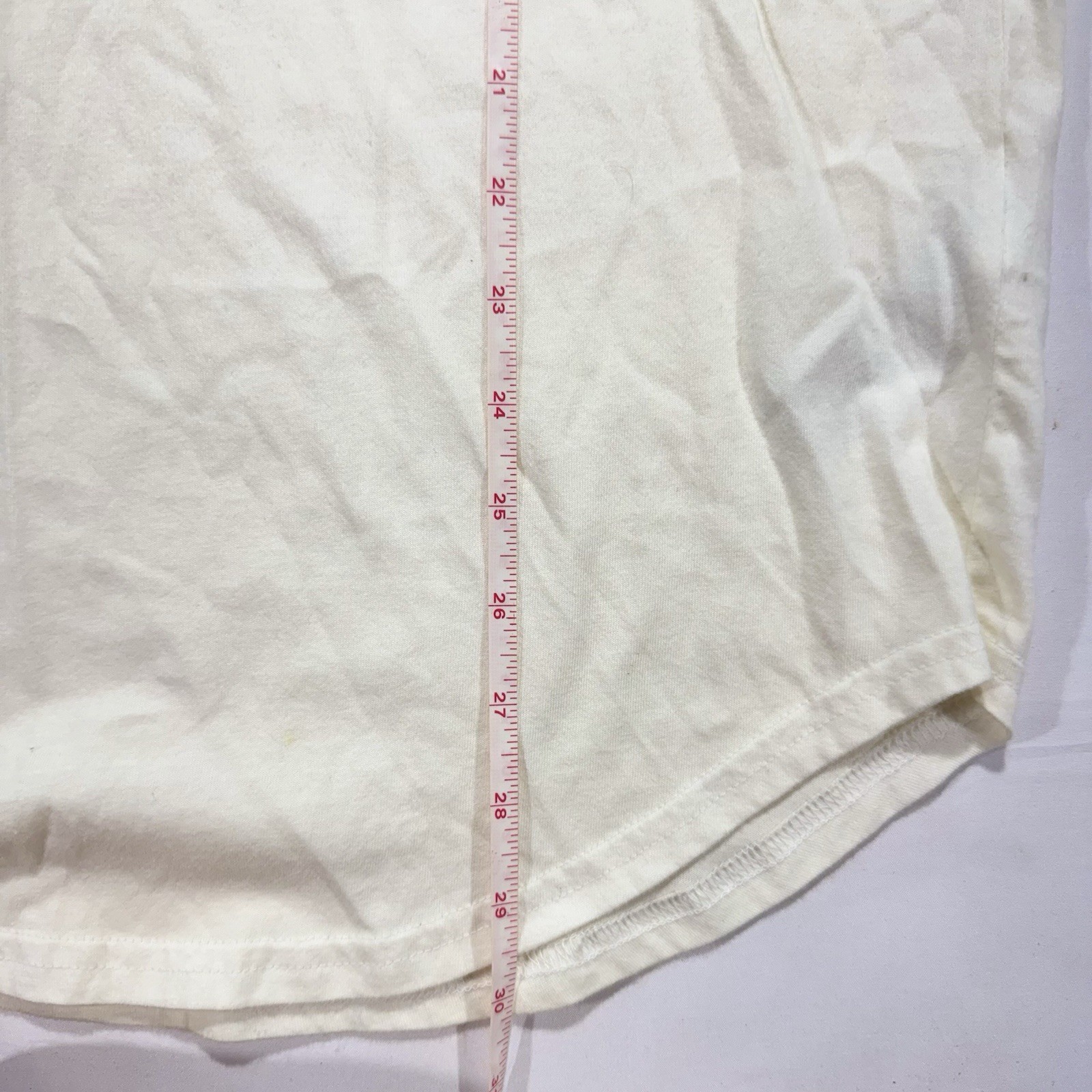 Hollister Men’s Curved-Hem Graphic Long-Sleeve Tee Off-White Cream Color Size S