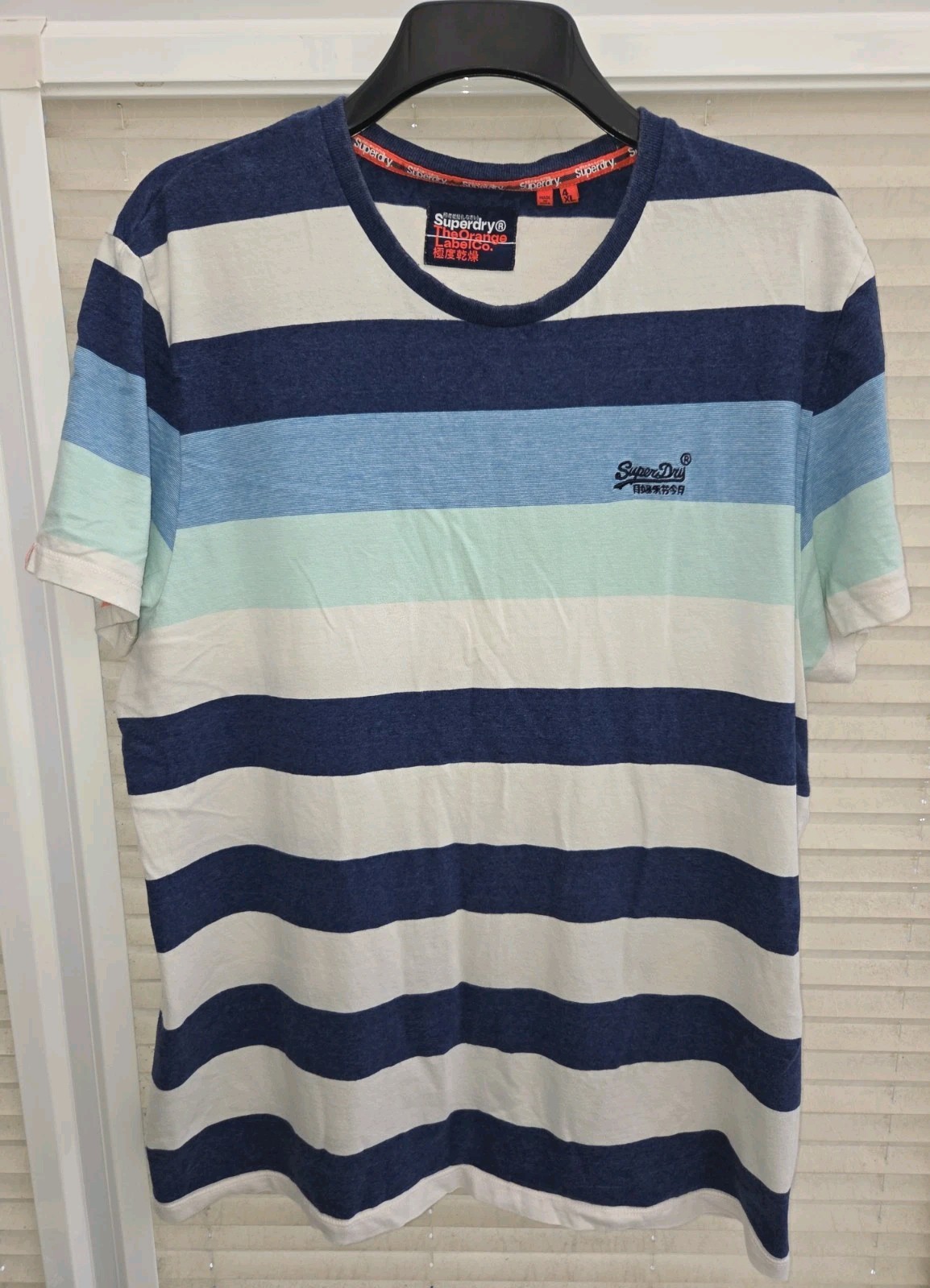 Mens 4XL XXXXL Superdry Multicoloured T-Shirt Blue Chest Logo. Good Clean Cond.