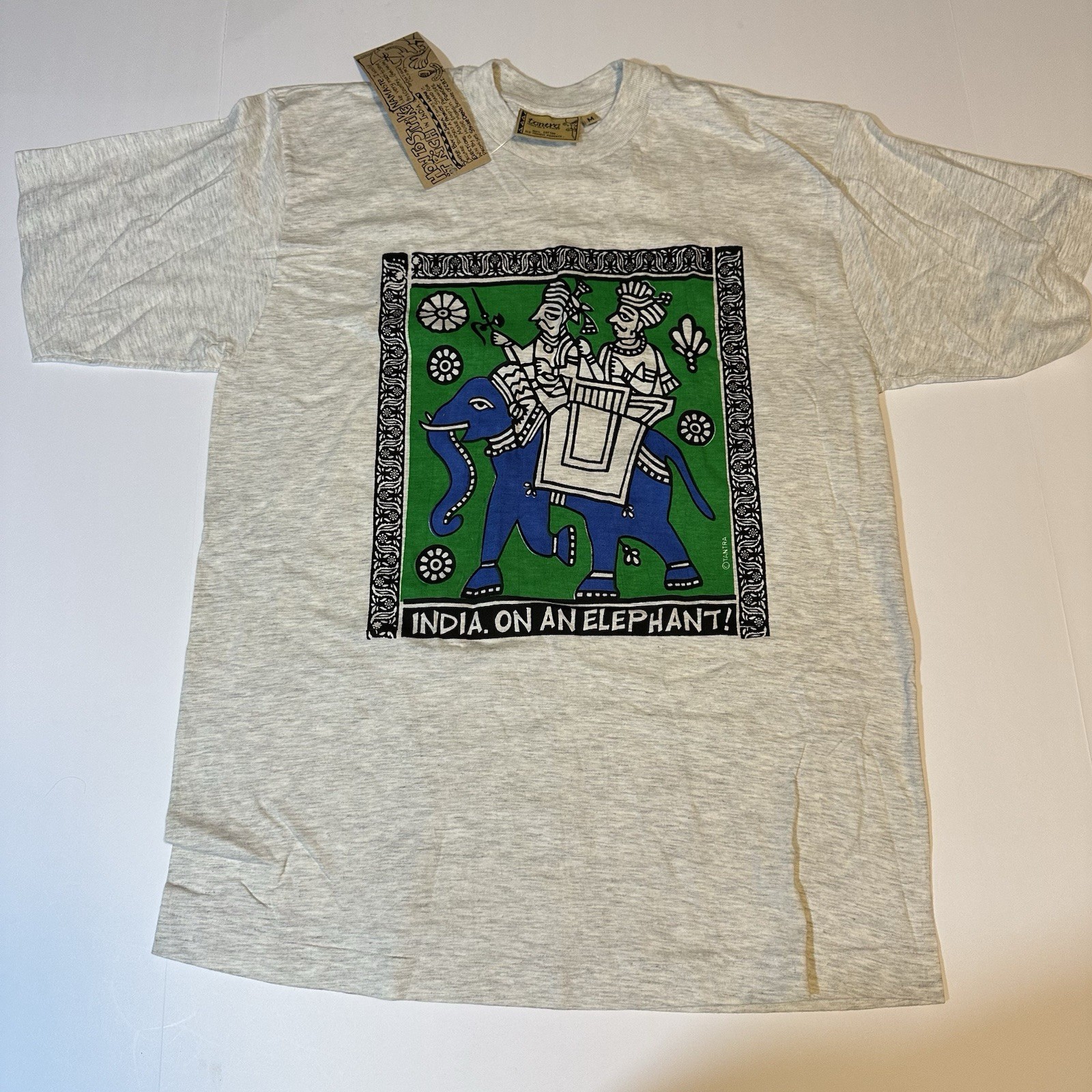 Vtg 90s Tantra India On A Shirt T Shirt Single Stitch Travel Elephant Sz M NWT