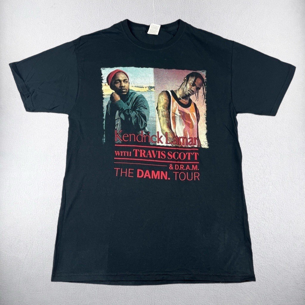Kendrick Lamar T Shirt Mens Large Black Travis Scott DAMN Tour 2017 Concert Tee