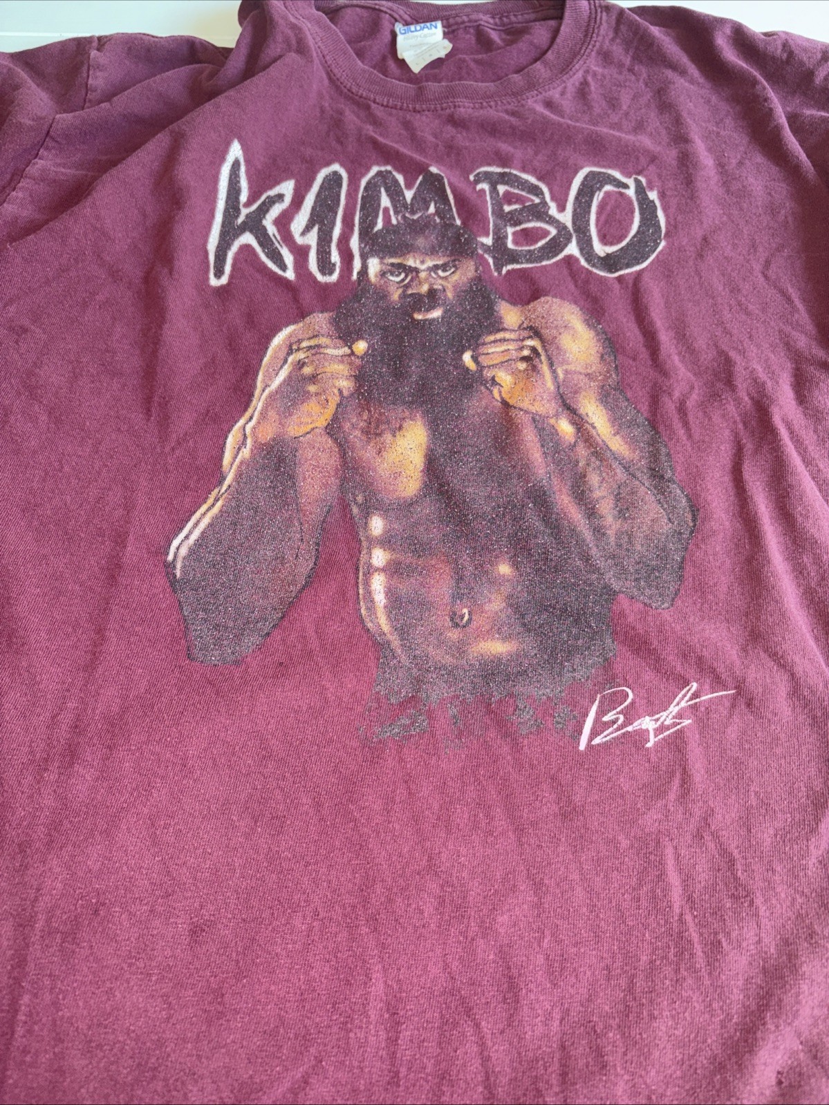 Kimbo Slice Long Sleeved Shirt Red Vintage Gilden Long Sleeved Kimbo