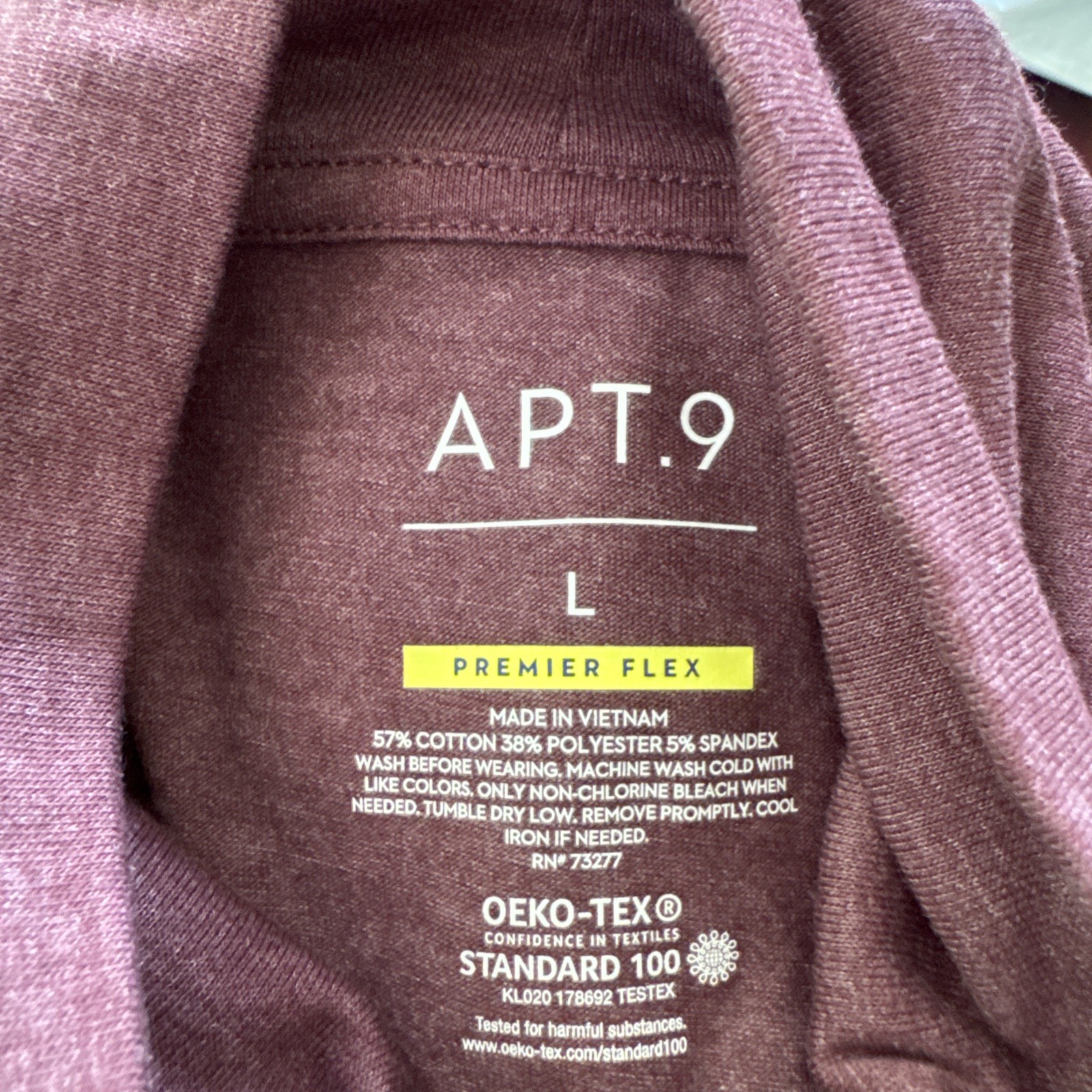 Apt. 9 Premier Flex Long Sleeve Mock Turtleneck Shirt Men’s Sz Large Maroon New