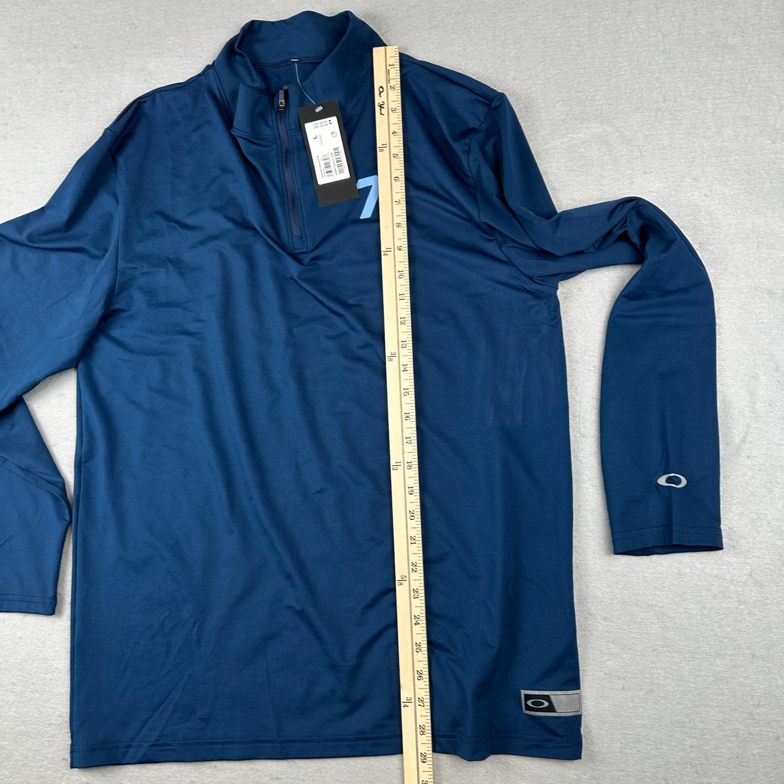 Oakley Shirt Mens Large Blue Hydrolux Podium 1/4 Zip Pullover Golf Training