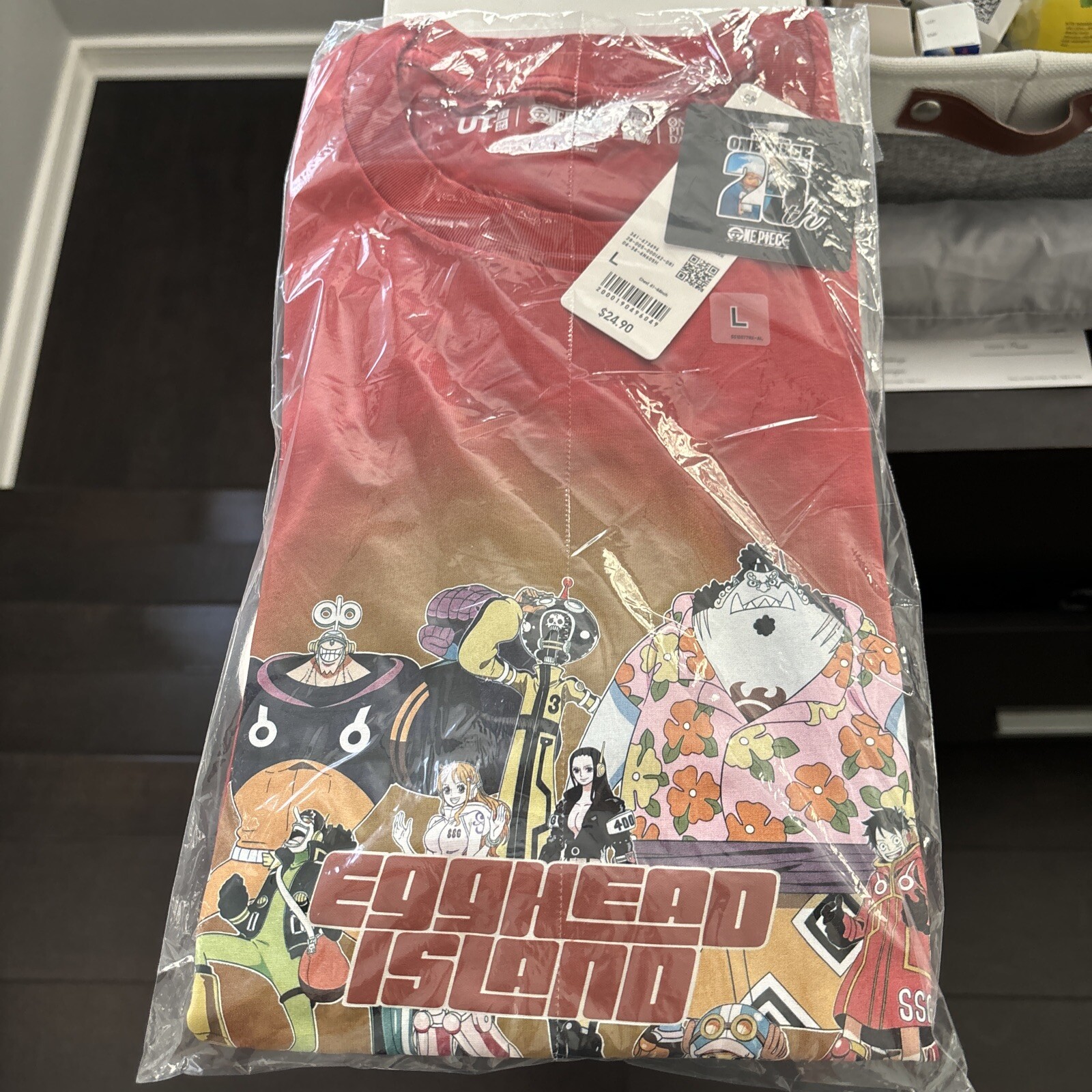 UNIQLO ONE PIECE EGGHEAD ISLAND 25TH ANNIVERSARY DARK ORANGE TSHIRT SIZE L NWT