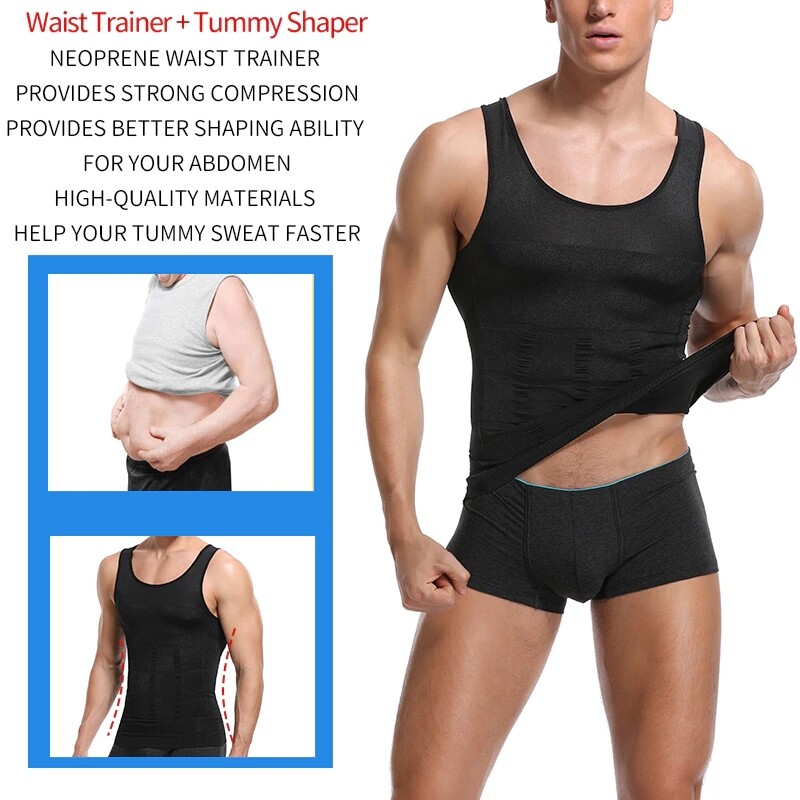 Men Top Slimming Shirt Body Shaper Vest Compression Corsets Undershirt Shapewear