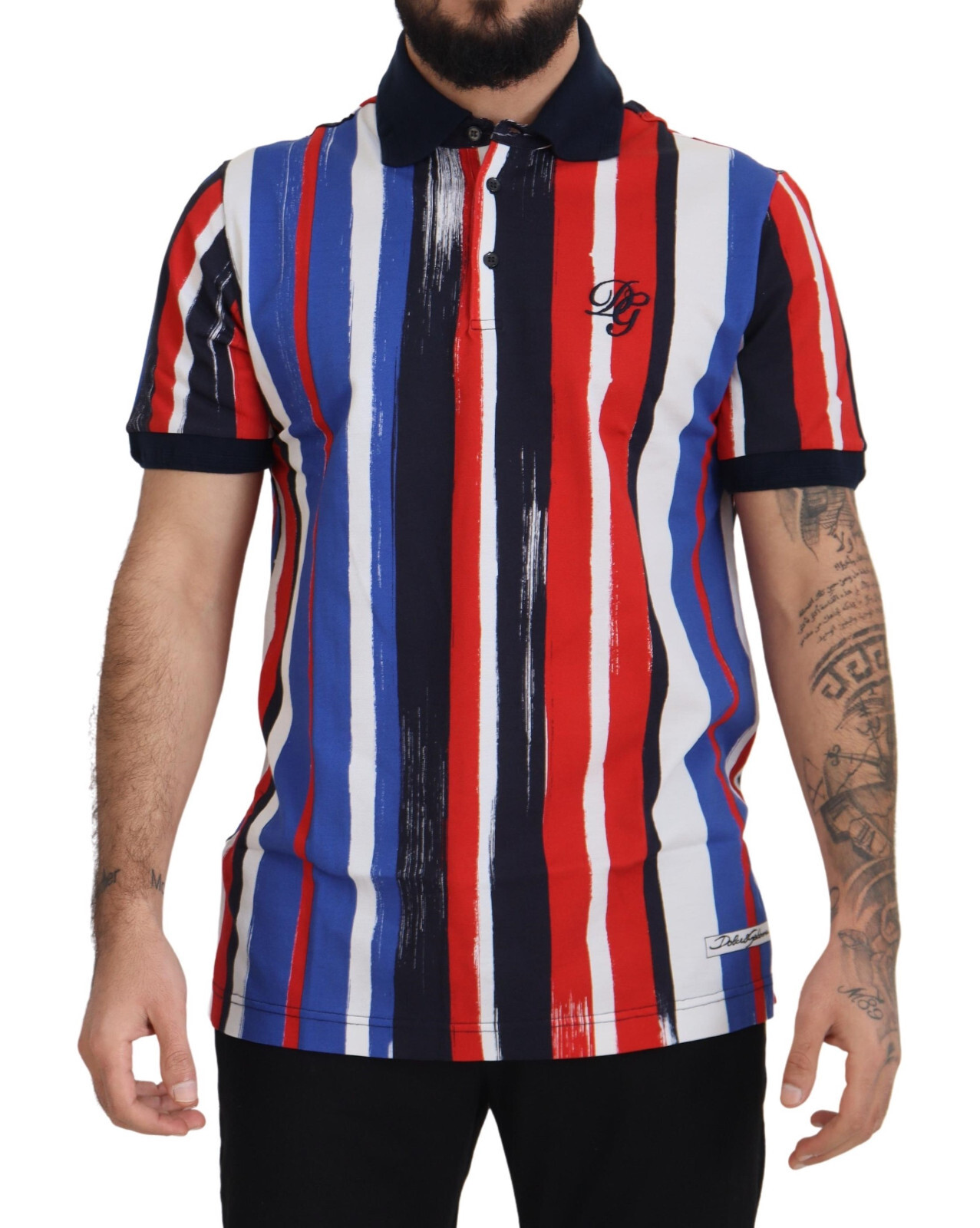 DOLCE & GABBANA T-shirt Multicolor Cotton Polo Top Mens IT48/ US38 /M RRP $800