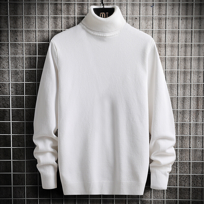 Men’s High Collar Knitted Turtleneck Solid Color Warm Sweater Warm Pullover New