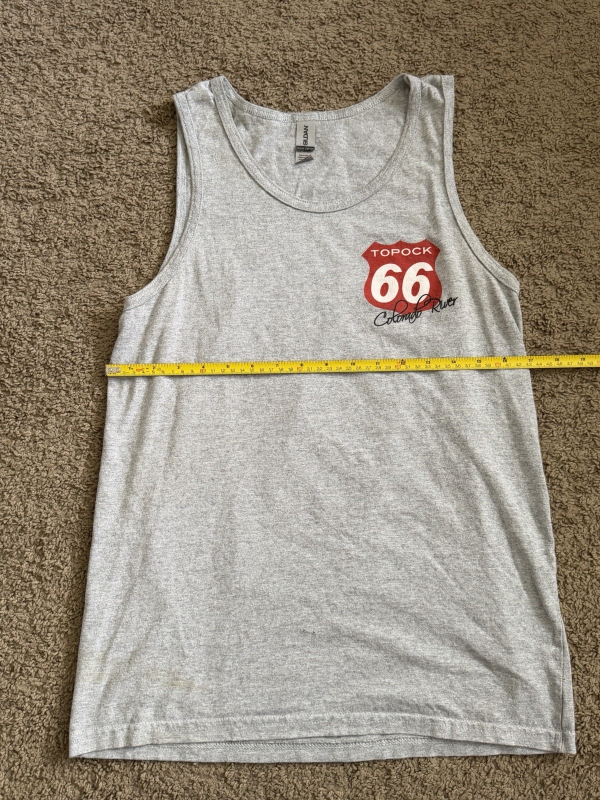 Vintage Topcok Route 66 Gildan Heavy Cotton Gray Funny Graphic Men’s Tank Top M
