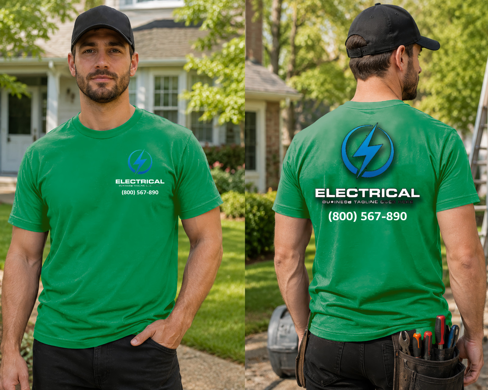 Mens Custom Electrician Work T Shirt Personalized Company Logo Trade Uniform Tee