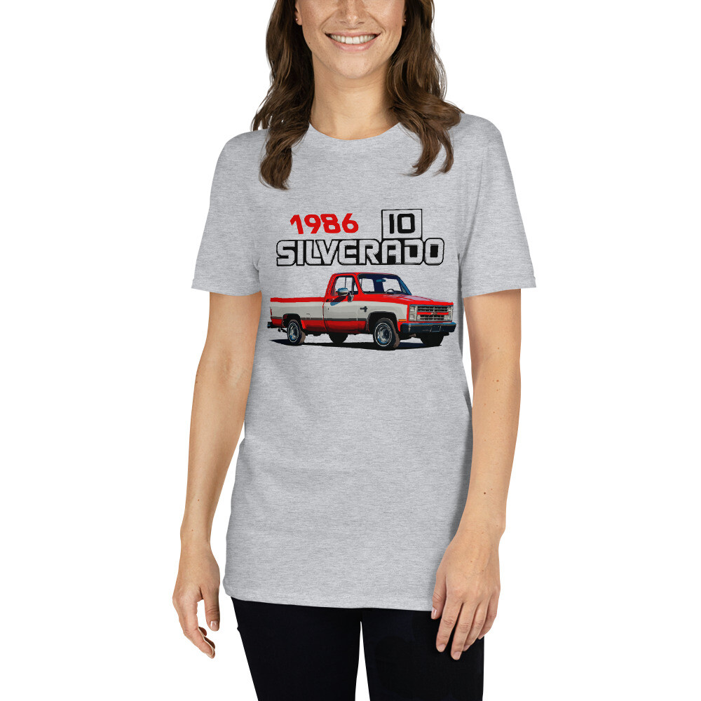 1986 Chevy C10 Silverado Square Body Pickup Truck Short-Sleeve Unisex T-Shirt