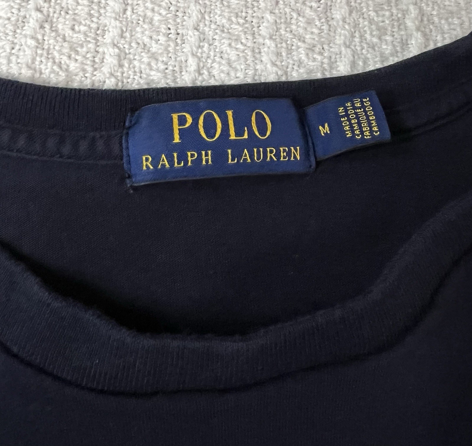 Polo Ralph Lauren Flag Logo Colorblock T-Shirt – Men’s Size M 20” X 24”– Navy