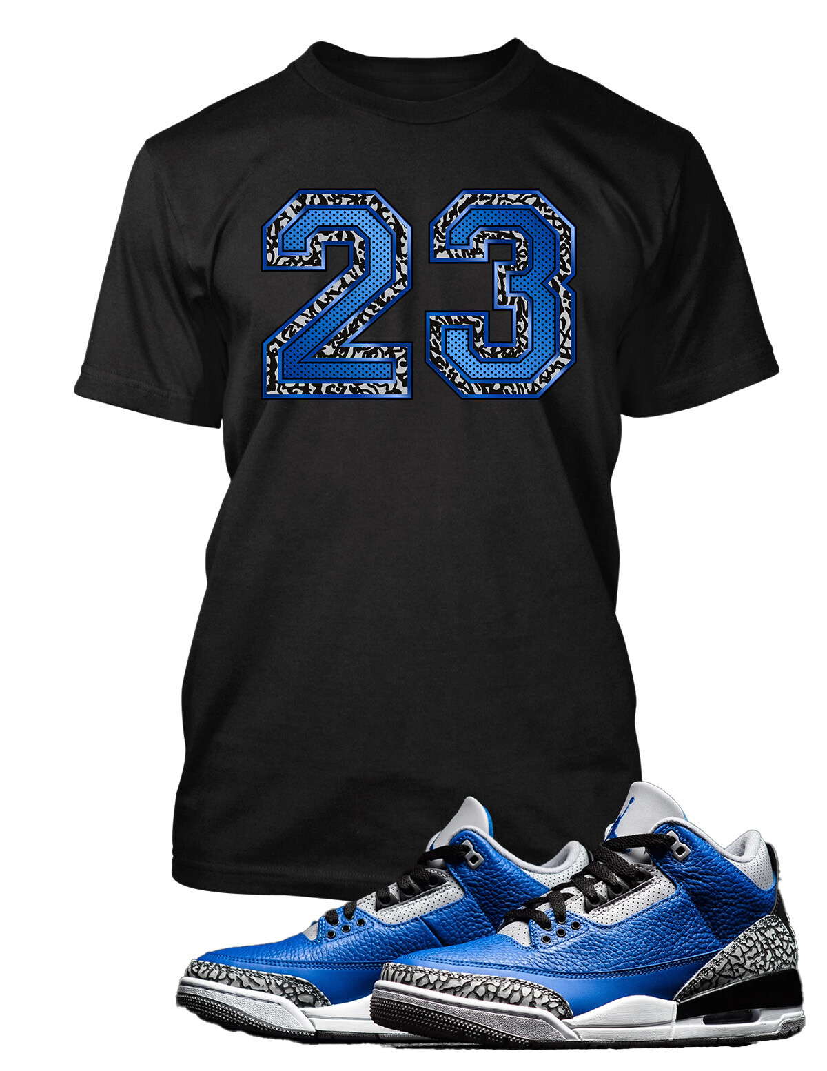 Streetwear 23 Compatible with J’s 3 Royal Sneaker Tee to Match with Big Tall Sm