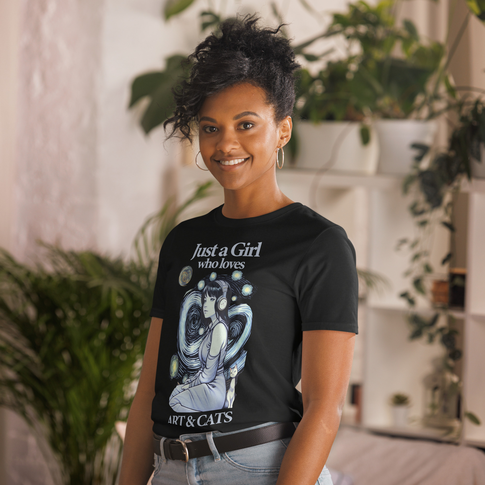 Just A Girl Who Loves art and cats T-Shirt