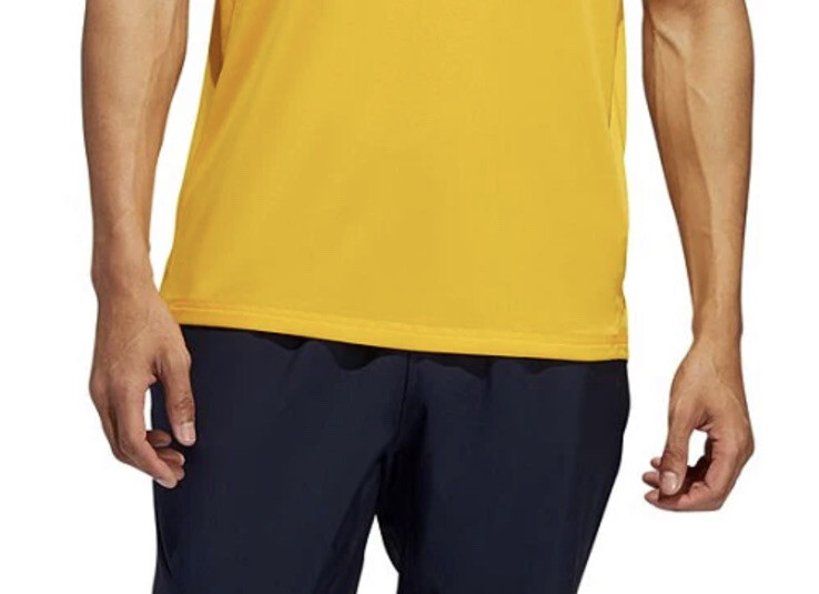 Adidas men’s workout the go to tee shirt yellow 100% Cotton New