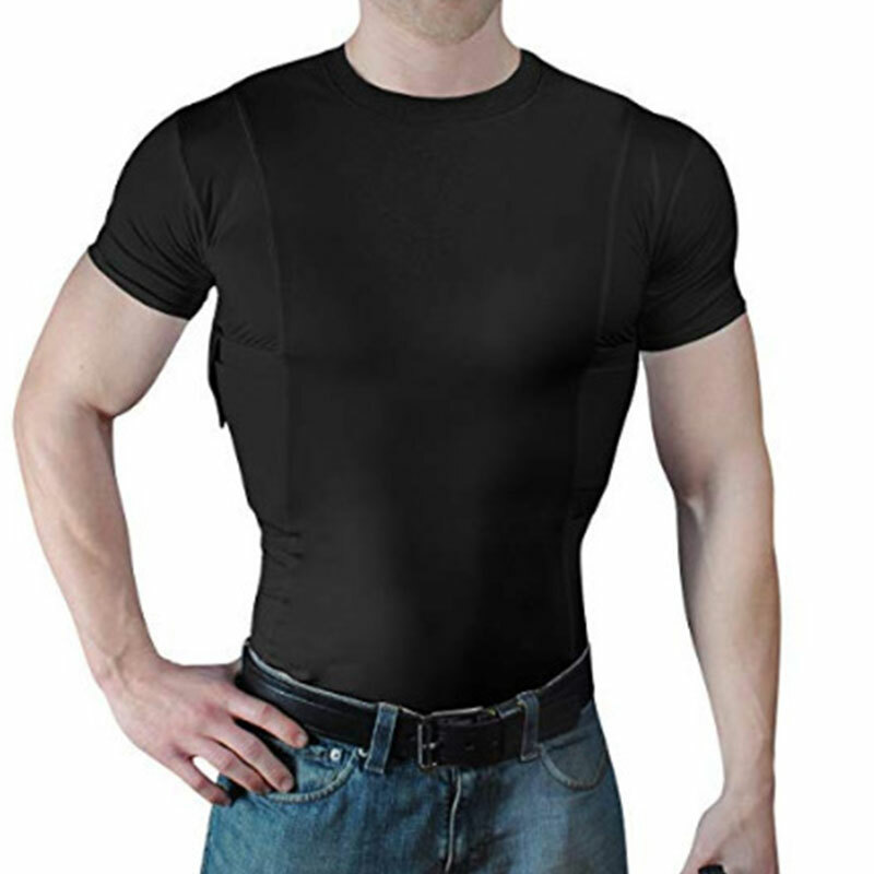 Mens Womens Tactical Combat Pullover Tops T-Shirt Blouse Tee With Hidden Holster