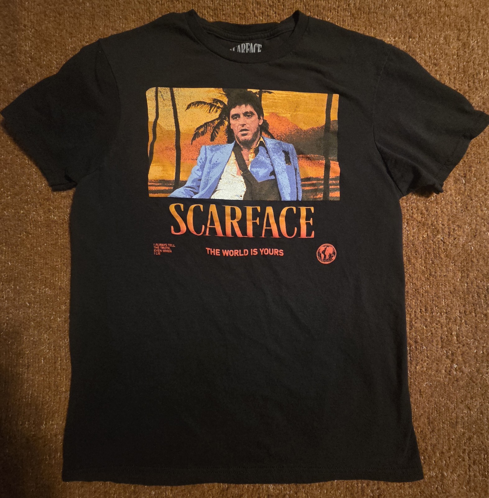 Official Scarface “The World Is Yours” Men’s Graphic Tee Tony Montana Size M