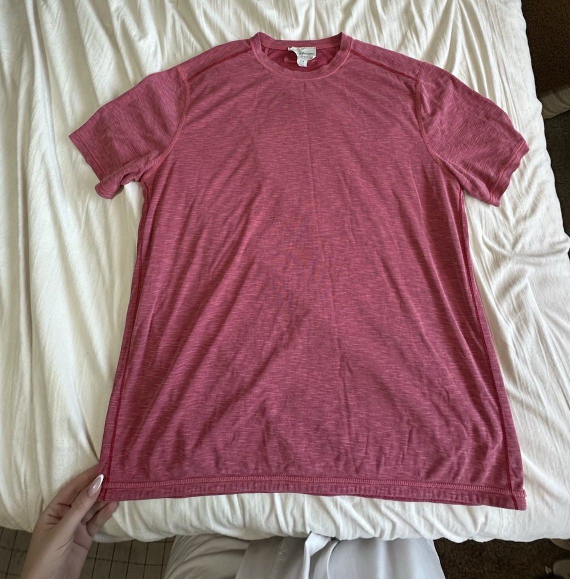 Tommy Bahama Men’s L Salmon Reversible Crew Neck Short Sleeve Solid T-Shirt