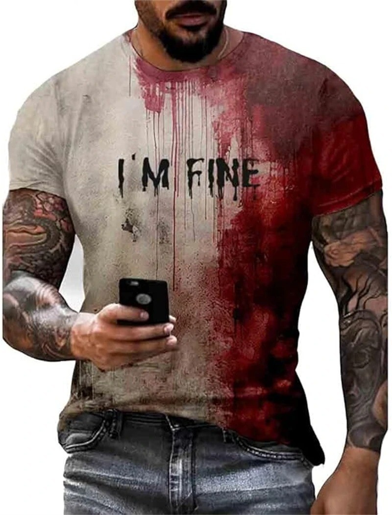 Im Fine Bloody Shirt Halloween Bloody Cloth Men Horror Tshirts Funny Shirts Gift