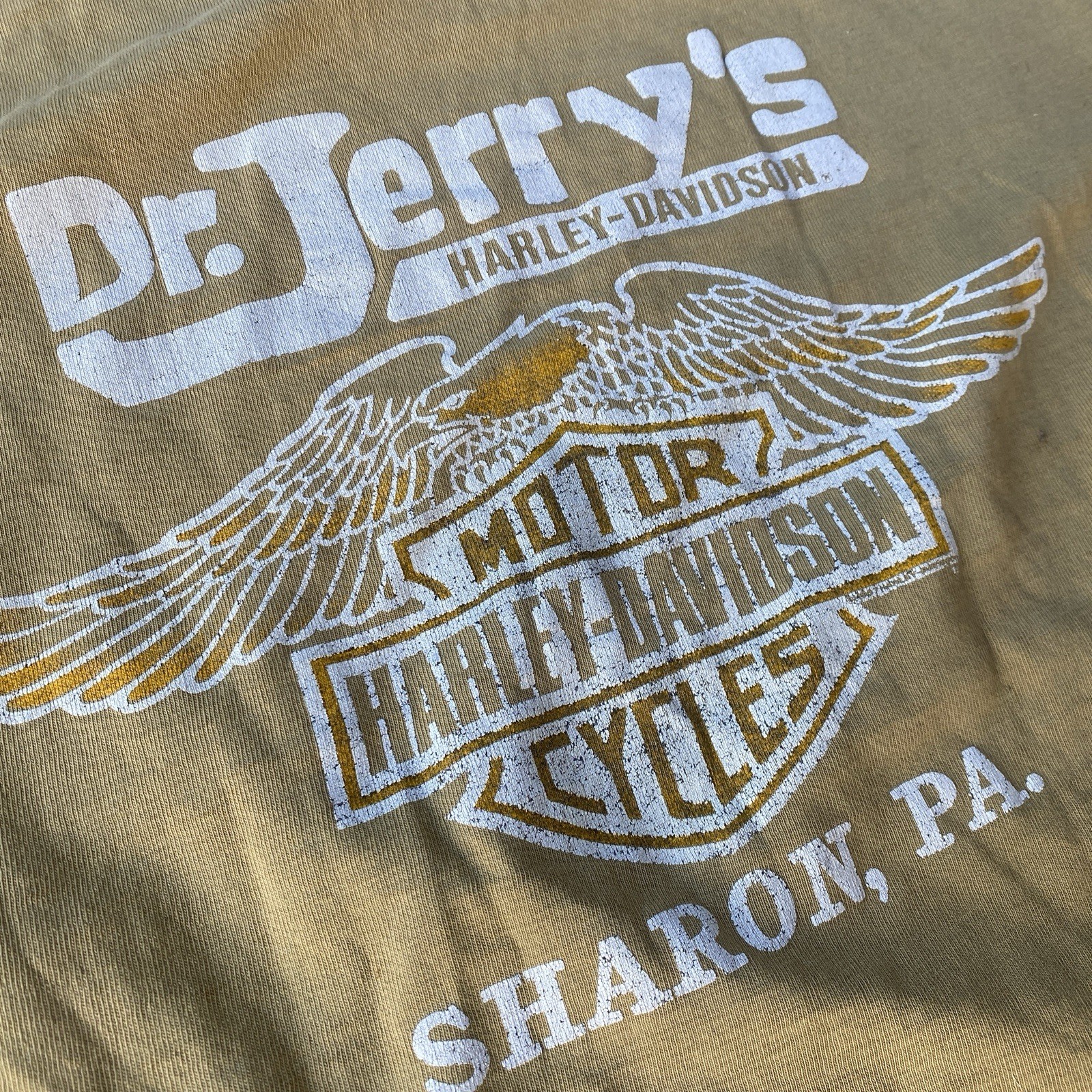 Vintage 80s Harley Davidson Tee Shirt Medium USA Yellow/Gold Distressed Faded