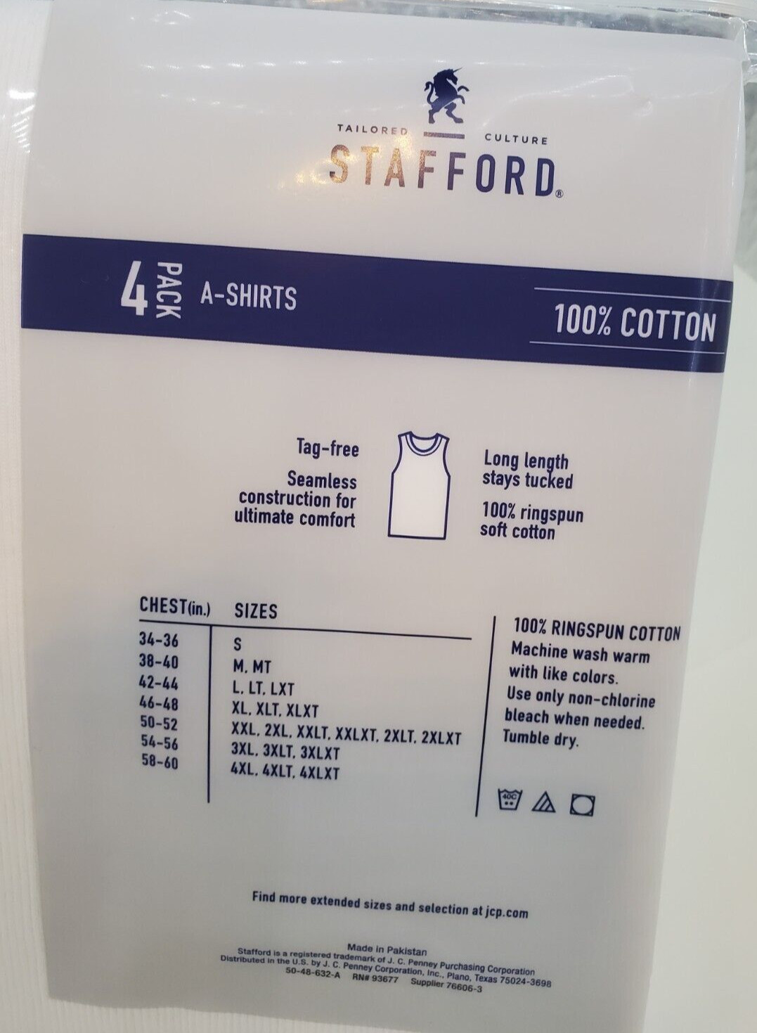 Stafford Super Soft 100% Cotton A-Shirts Ribbed Tank Top 4 Pack XLarge