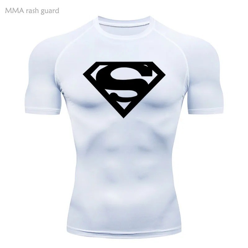 Superman T-shirts Superhero Gym Short Compression Sleeve Tee Tops Shirt Men TOP