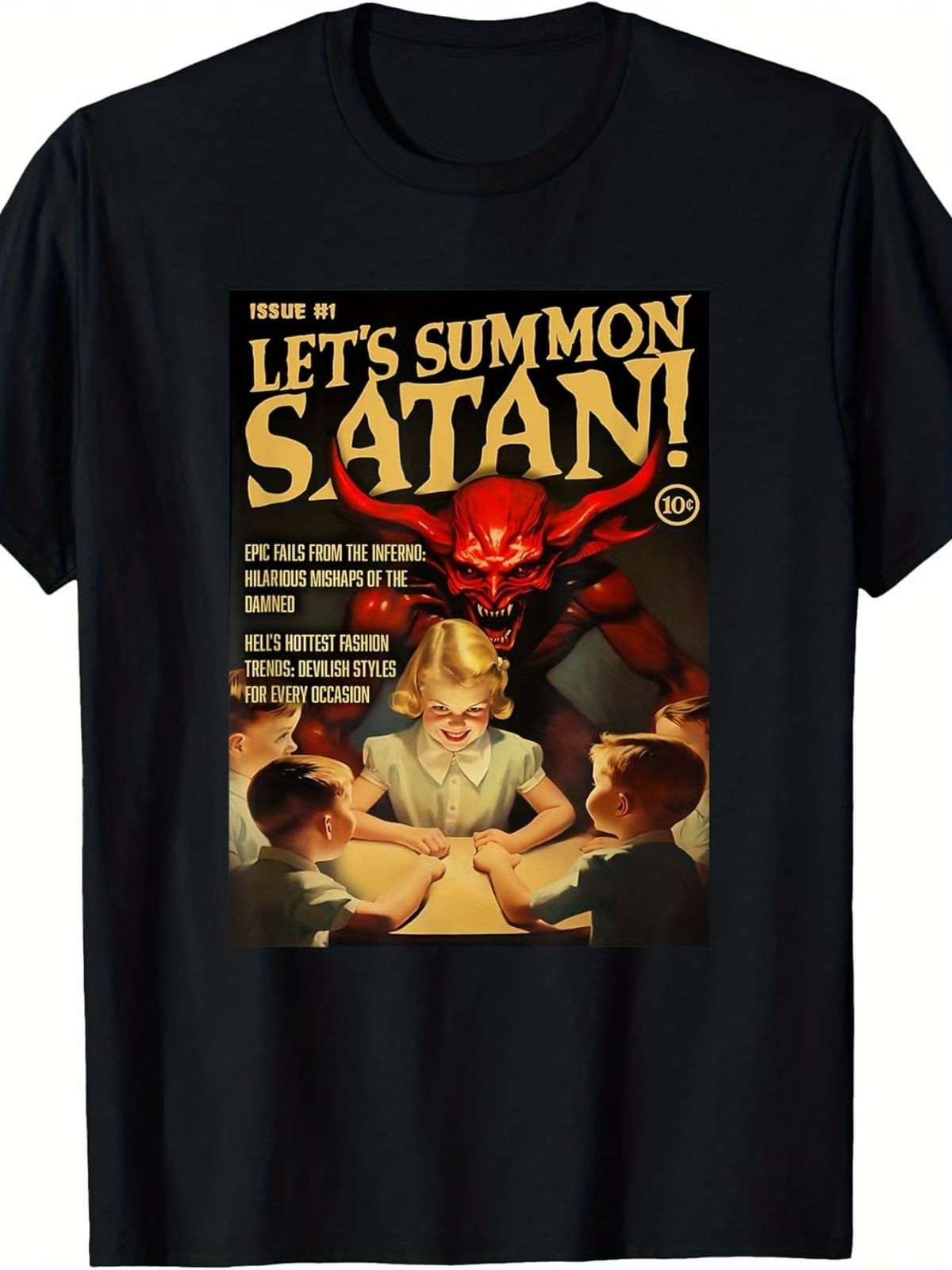 Let’s Summon Satan 1950s Horror Comic Cover T-ShirtSame style for men and women