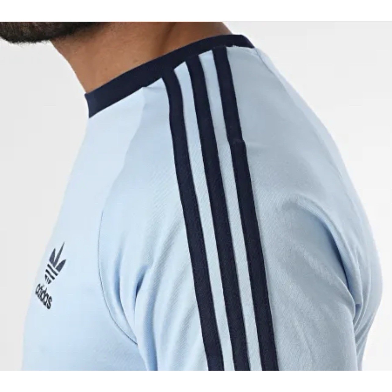 NEW MENS XL ADIDAS ORIGINALS 3-STRIPES CALIFORNIA T SHIRT Sky Blue JN7018