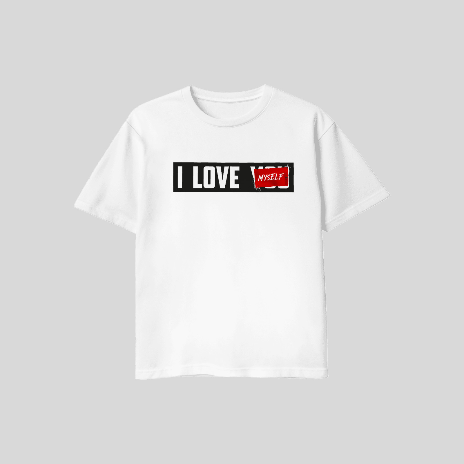 I Love Myself Motivational T Shirt White Gray XL L M Gildan