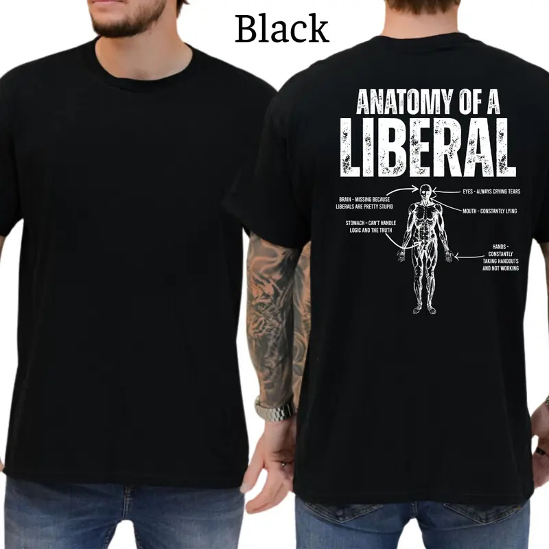 Anatomy Of A Liberal T-Shirt, Conservative Political Graphics Tee, Funny Liberal