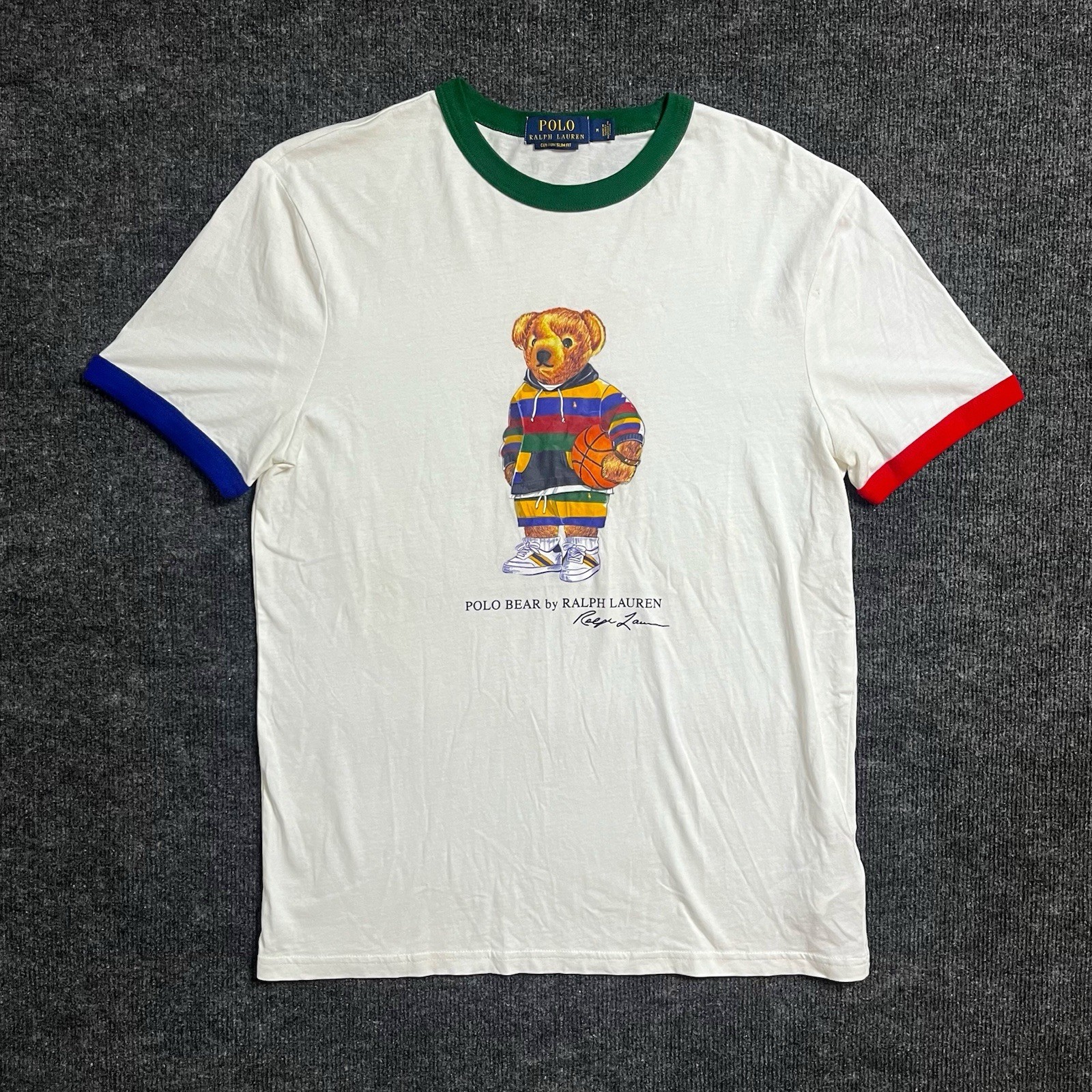 Polo Ralph Lauren Polo Bear Basketball Graphic Ringer T-Shirt White Men’s Large