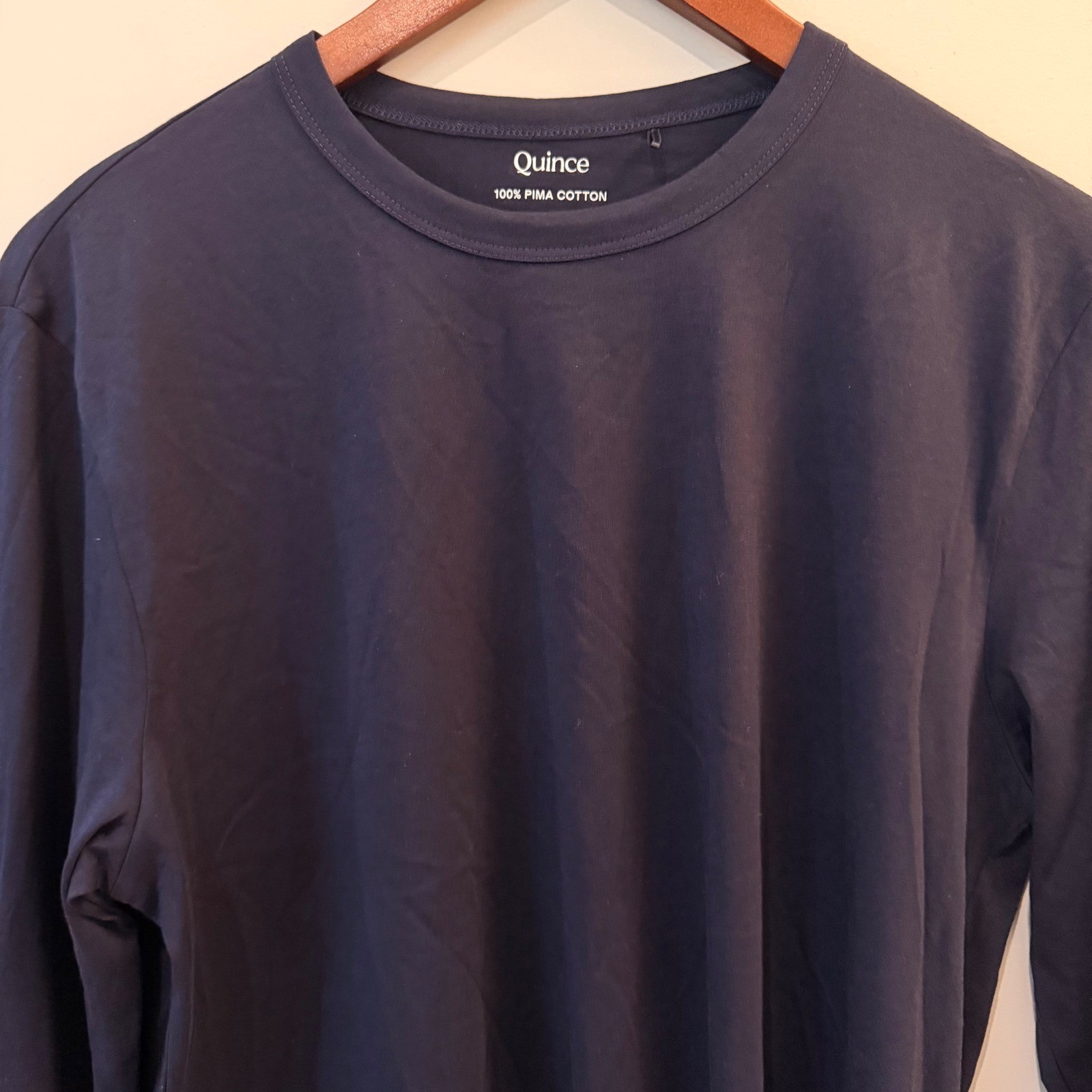Quince Tee Set 100% Pima Cotton Luxe Touch Long Sleeve Lot of 2 Olive Navy NWOT