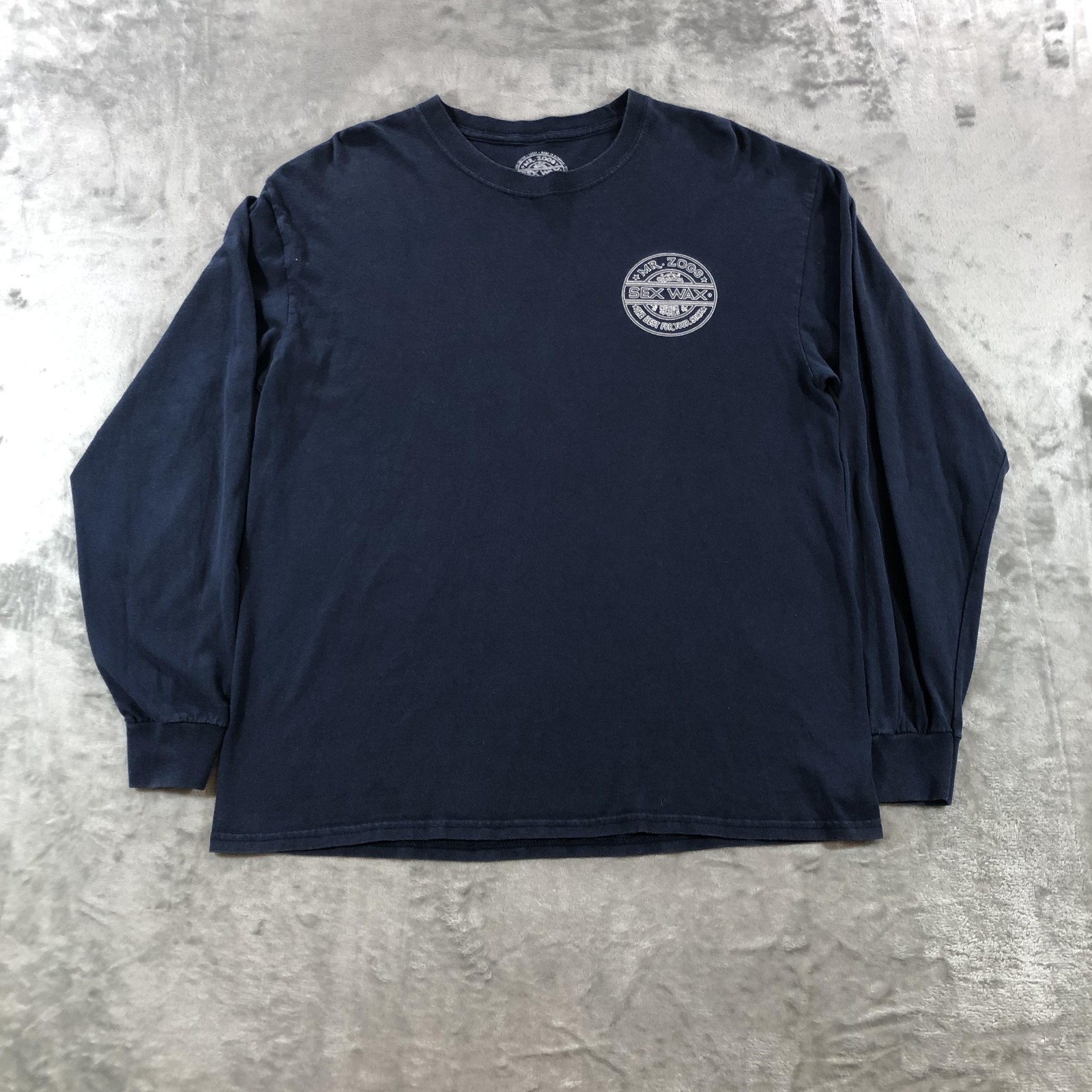 Sex Wax Shirt Mens Large Blue Mr Zogs Original Logo Graphic Long Sleeve Surf Tee