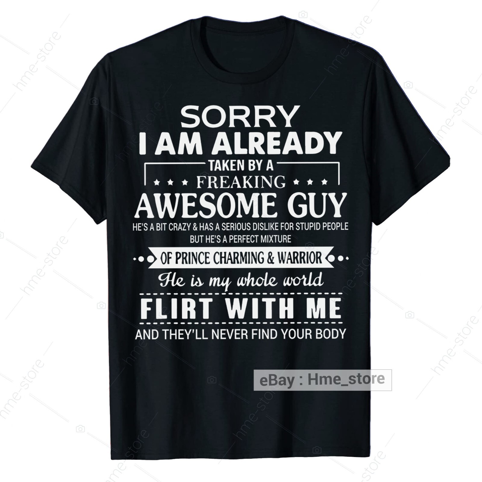 Sorry I’m Taken By Awesome Boyfriend T-Shirt For Girlfriend Tee Funny Love Gifts