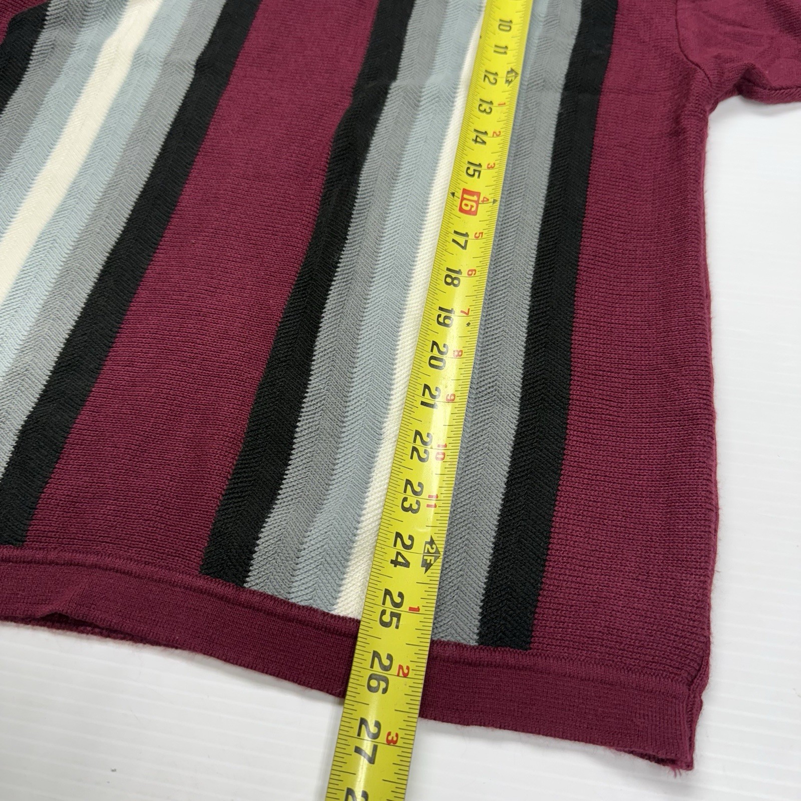 CKC Classics Kennington Mens 1/4 Zip Vertical Stripe Short Sleeve Knit Polo M