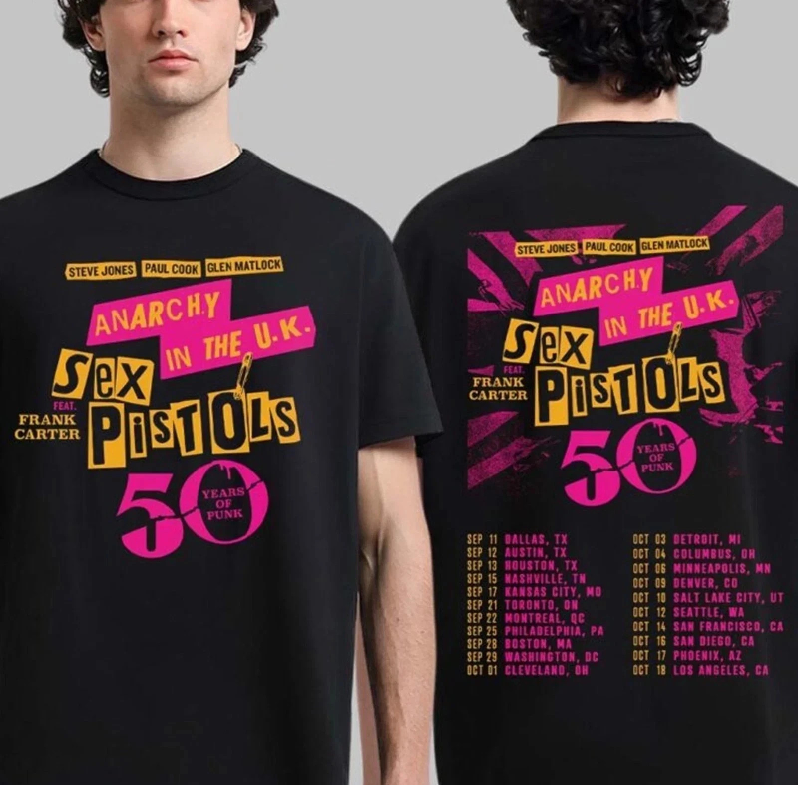 Sex Pistols Anarchy In The UK 50 Years Of Punk 2026 North America Tour T shirt