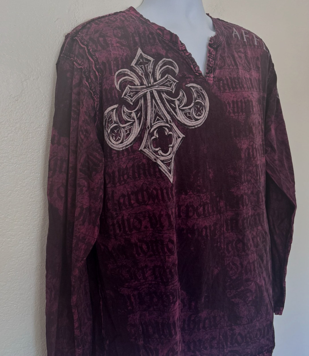 Vintage Affliction Buckle Shirt 2XL Burgundy Lava Wash Goth Y2K Grunge Mall USA