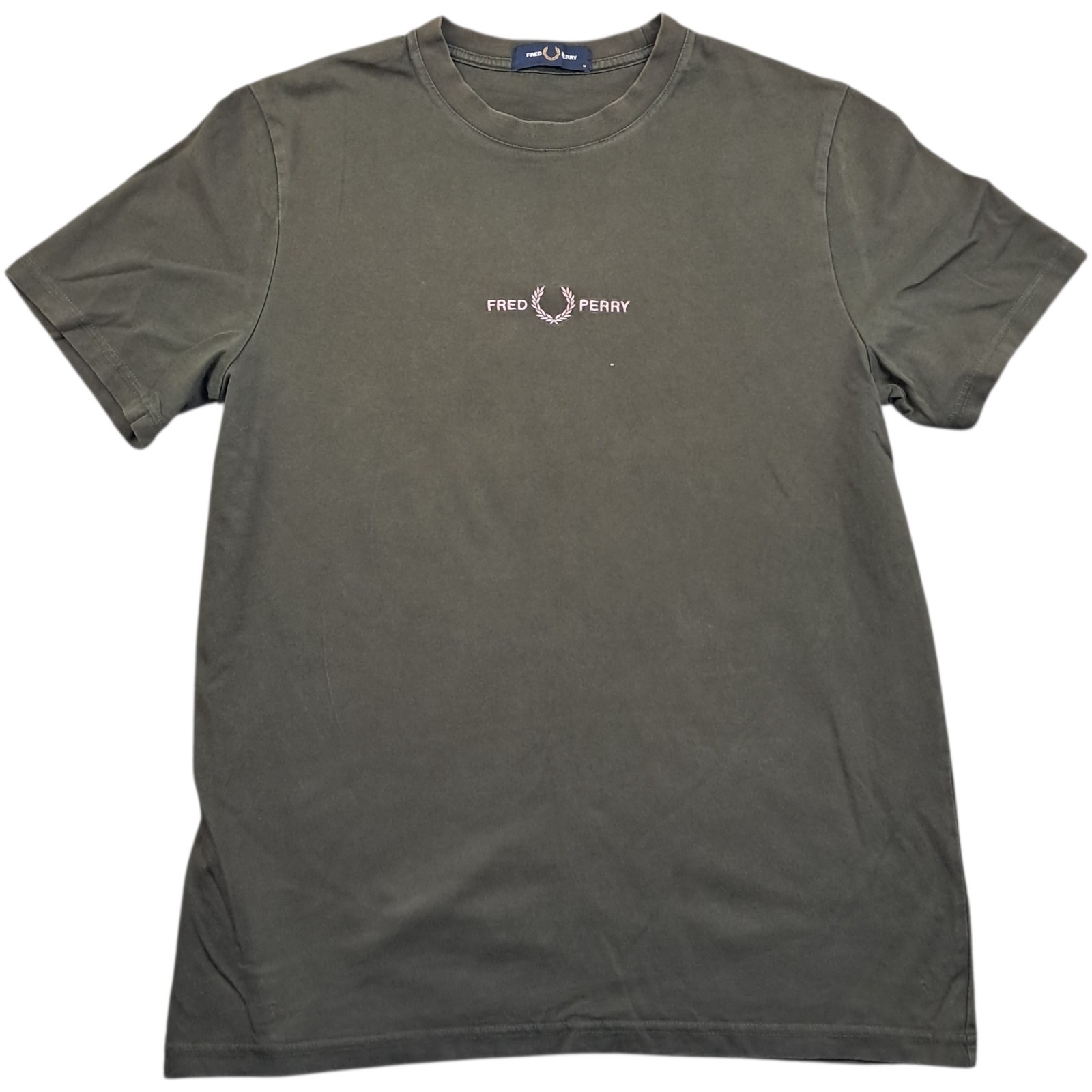Fred Perry T Shirt Medium Men’s Green Cotton Vintage Casual Mod Indie Spell Out