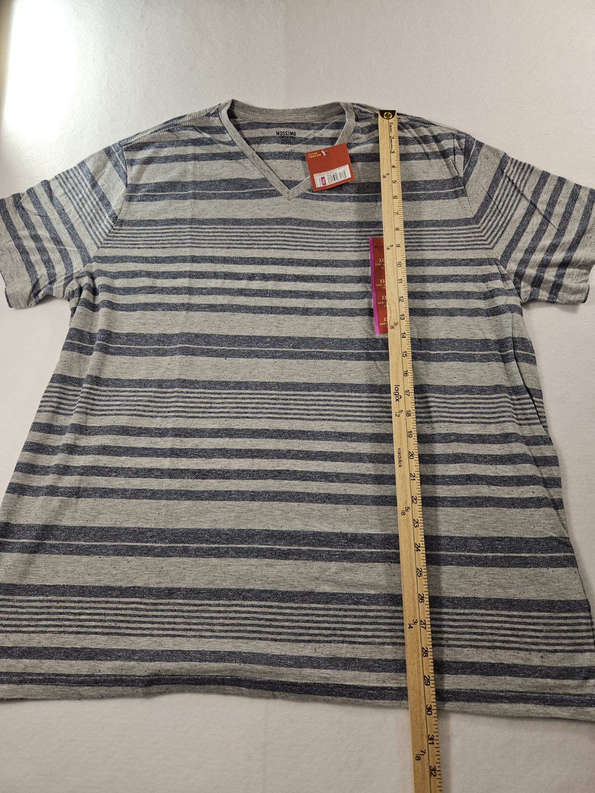 Mossimo Supply Co. Men’s Navy & Gray Striped V-Neck T-Shirt Size XXL