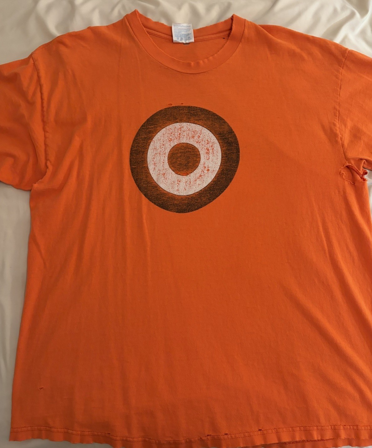 Vintage 90s Pearl Jam Tshirt Orange Target Size XL WORN HARD rare