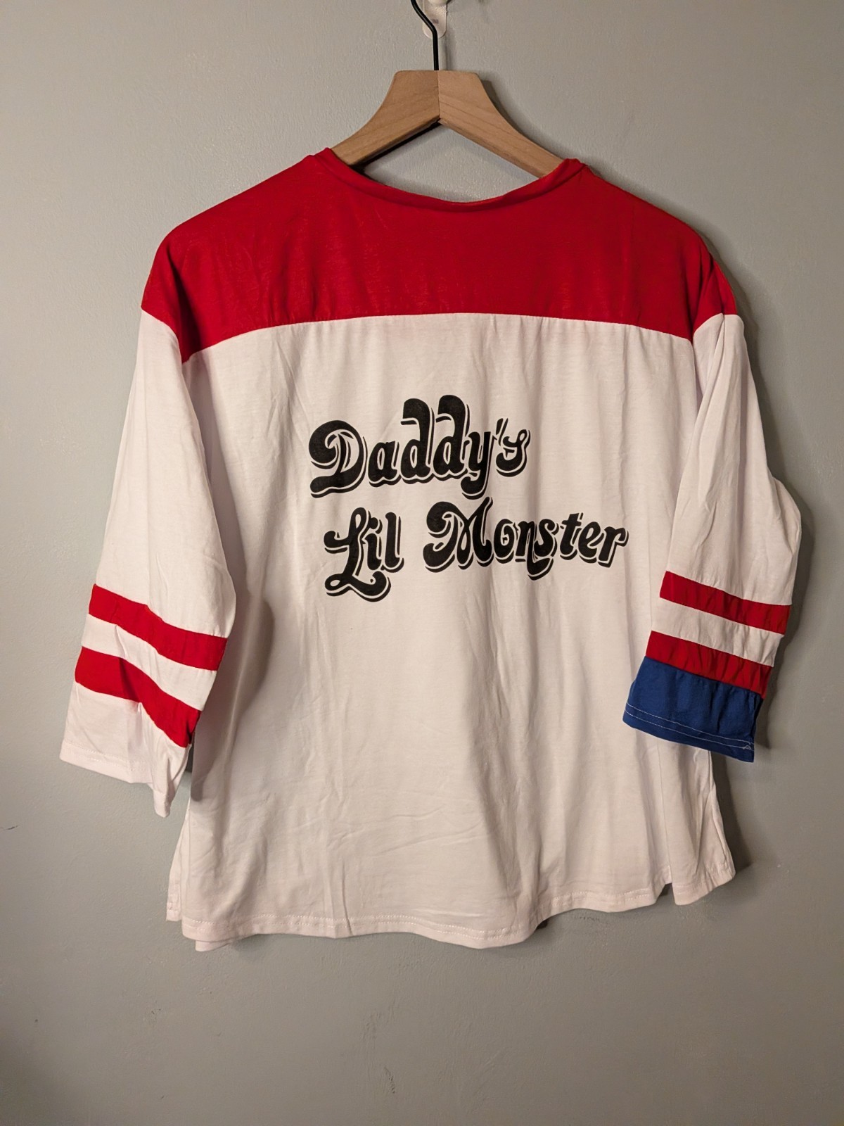 Harley Quinn Cosplay Shirt Baseball Daddy’s Lil Monster Suicide Squad 3/4 Sleeve