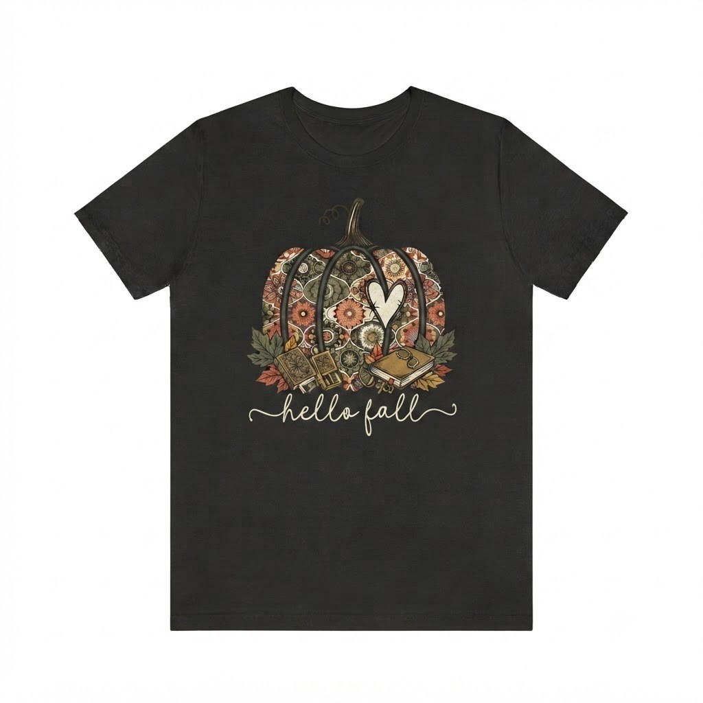 Hello Fall T-Shirt, Pumpkin Shirt, Thankful Shirt, Thanksgiving Shirt, Boho Fall