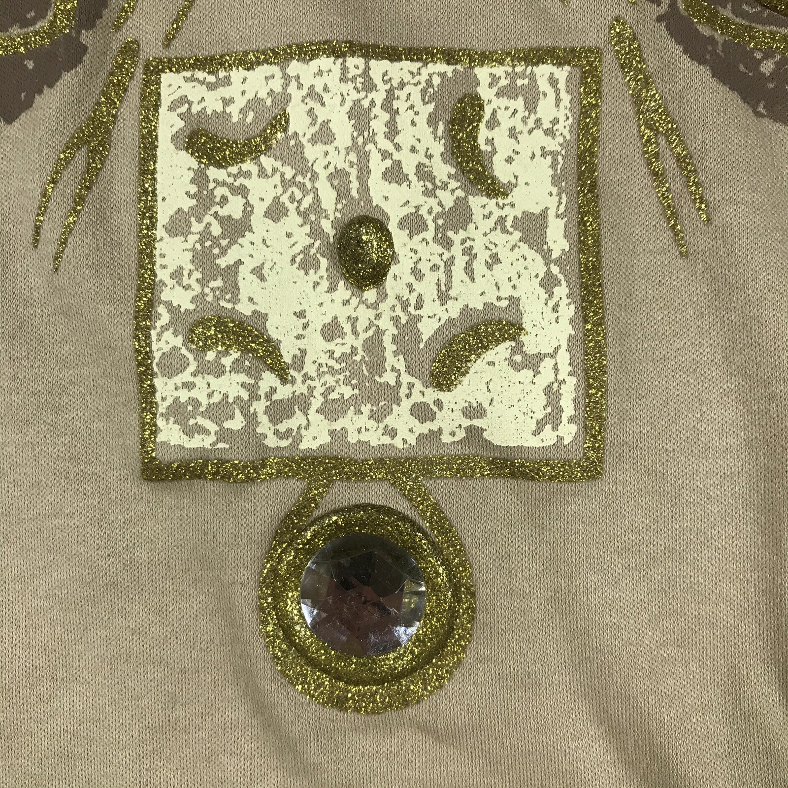 Vintage 90s Embellished Tee Womens Medium Beige Southwestern Coastal Grandma Top