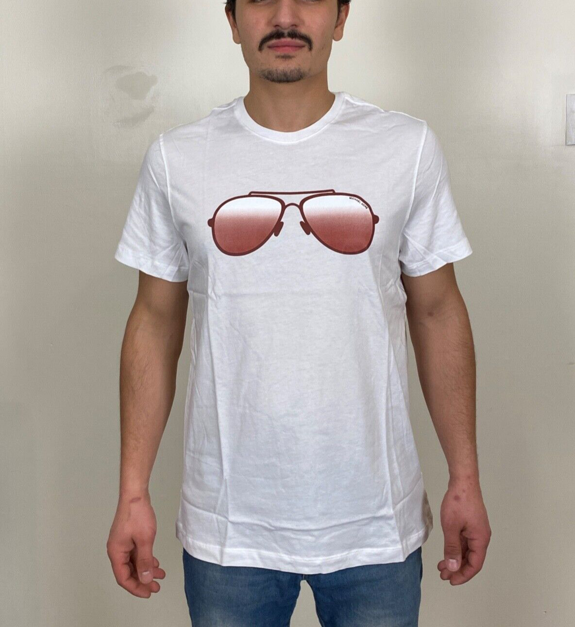 Michael Kors Men’s Cotton Sunset Aviator T-Shirt in White,L