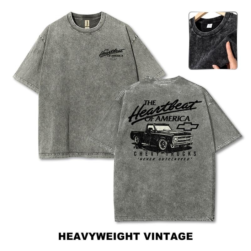 Truck Car 90s Vintage Washed Oversized Men Streetwear Graphic Tee