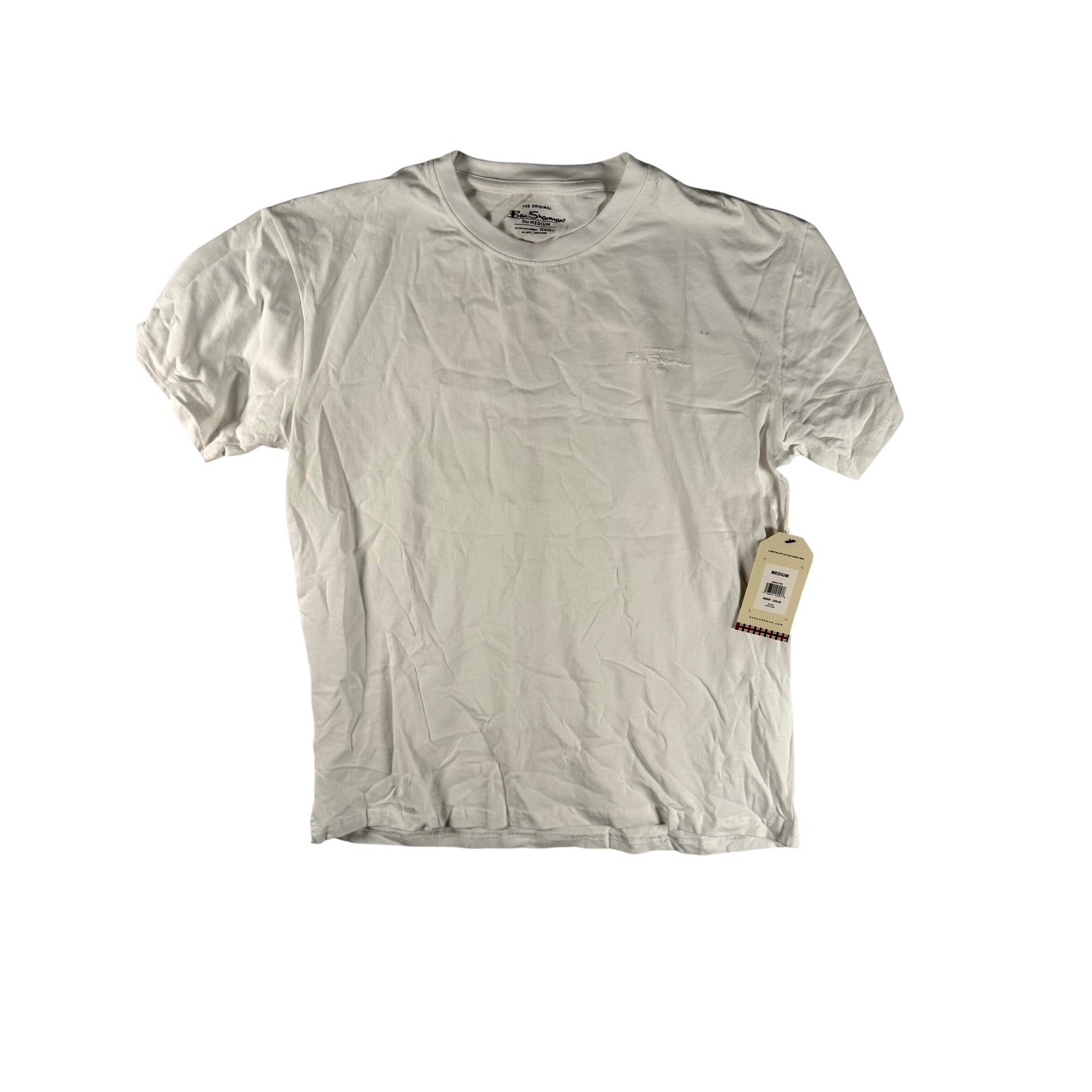 Ben Sherman Mens White Crew Neck Short Sleeve T Shirt Medium Casual Medium
