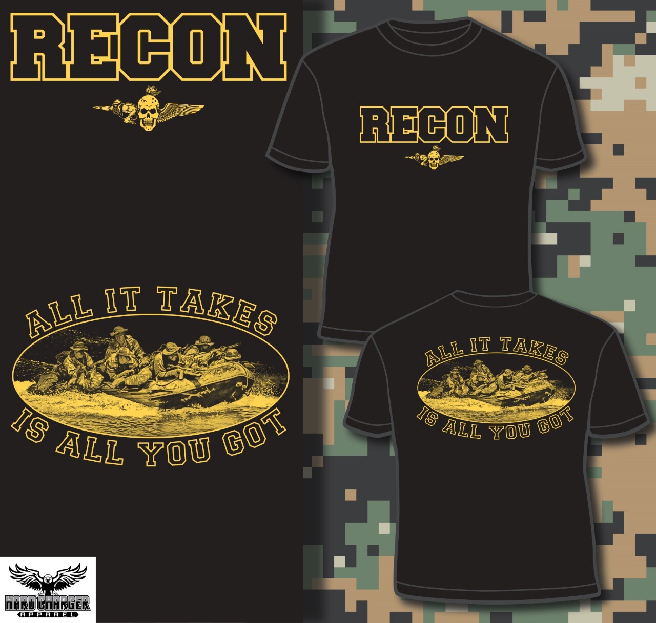 Recon infantry Military Combat Rubber Raiding Craft Zodiac Recon T-shirt