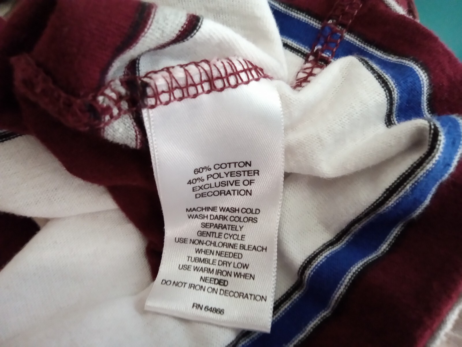 Men’s RUSTIC BLUE Long Sleeve Hooded Maroon & White Shirt Size Medium