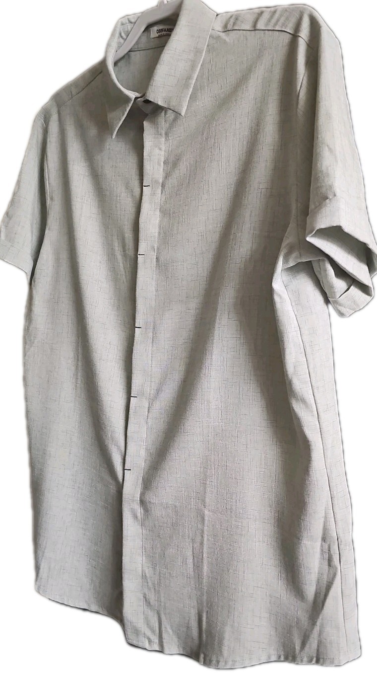 COOFANDY Men’s Casual Linen Button Down Shirt Short Sleeve Beach Shirt NEW Med.