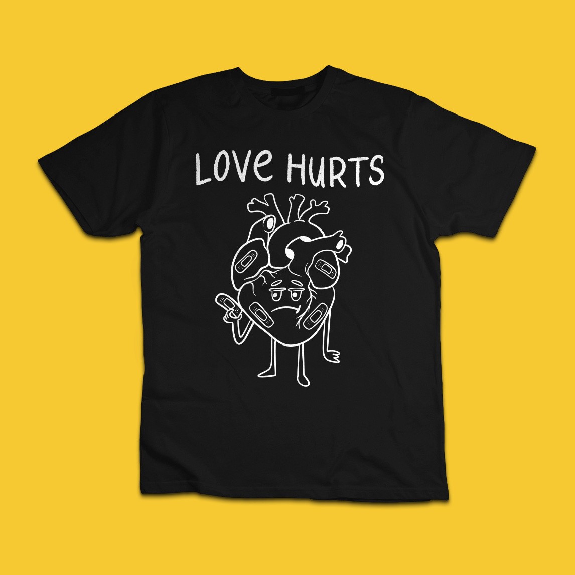 Love Hurts Funny Broken Heart Graphic T-Shirt
