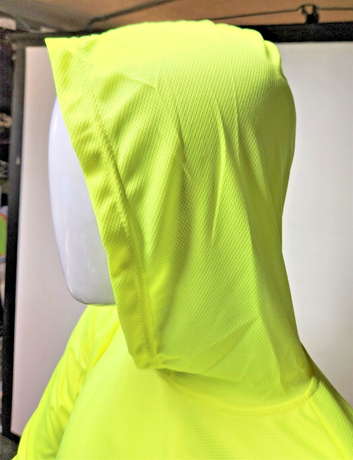 Hi Vis Long Sleeve Safety Shirt With Hoodie, Quick Dry Polyester Birdeye mesh